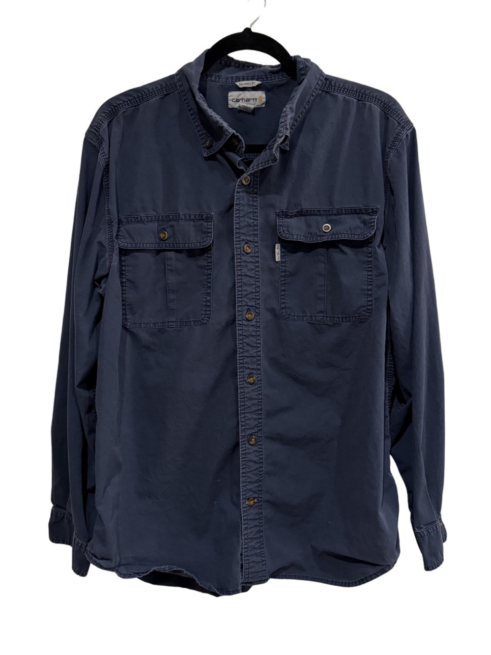 Carhartt Men's Navy Long-Sleeve Button-Up Work Shirt